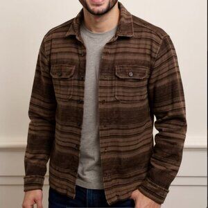 O’Neill Brown Striped Button-Up Shirt Jacket | Size M | Laid-Back Coastal Style